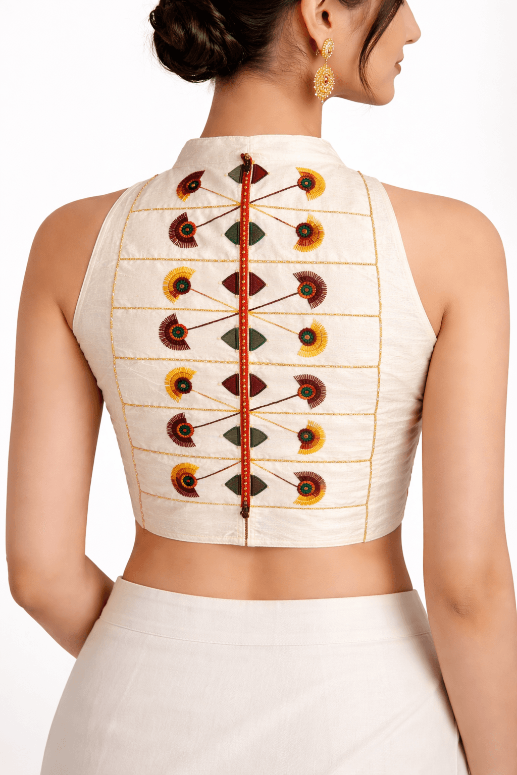 Half-White Padded Sleeveless Blouse