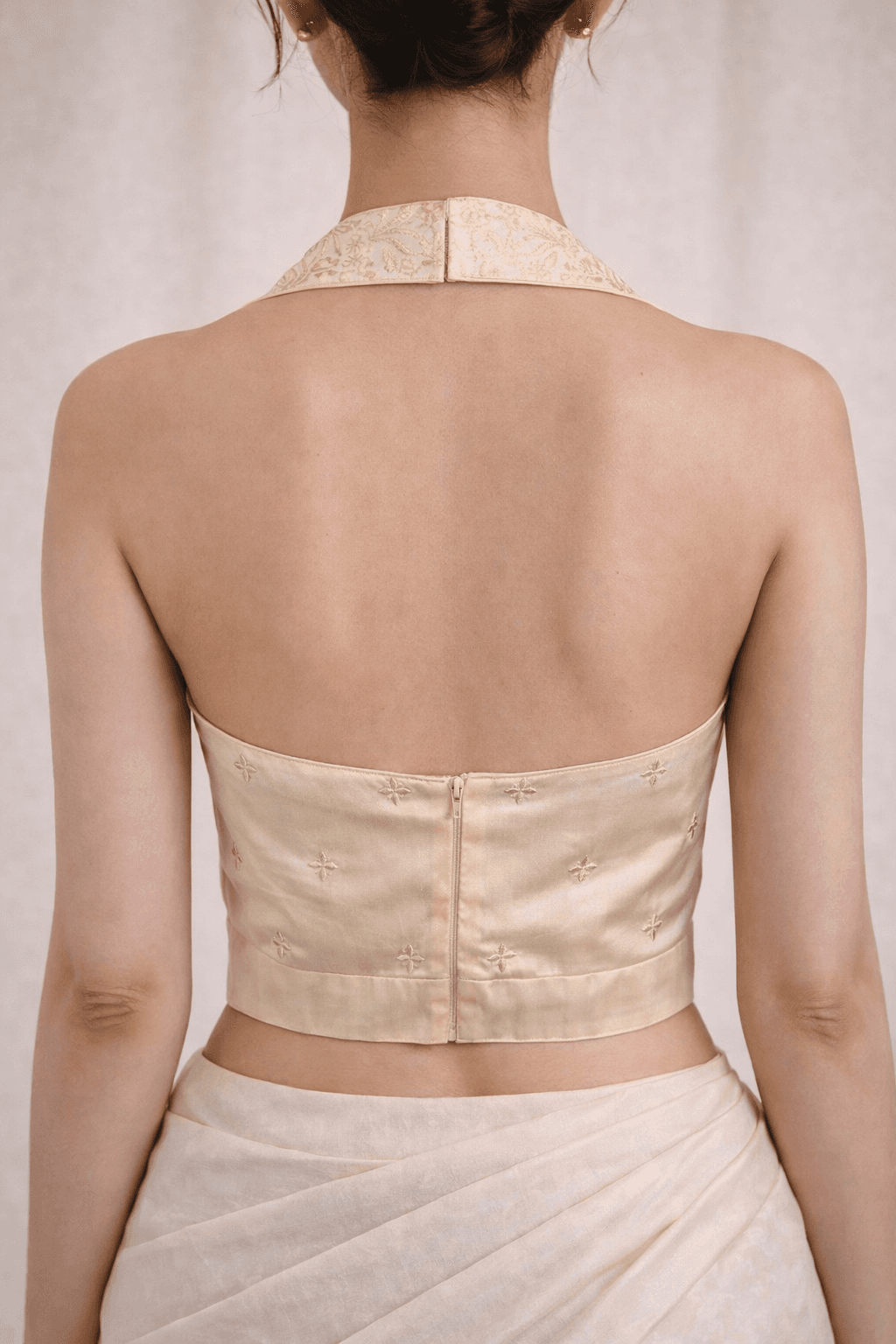 Champagne Halter Embroidered Blouse image 3